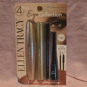Ellen Tracy Eye Collection Mascara & Liquid Eyeliner - Gold, Black Inc 4 Brushes